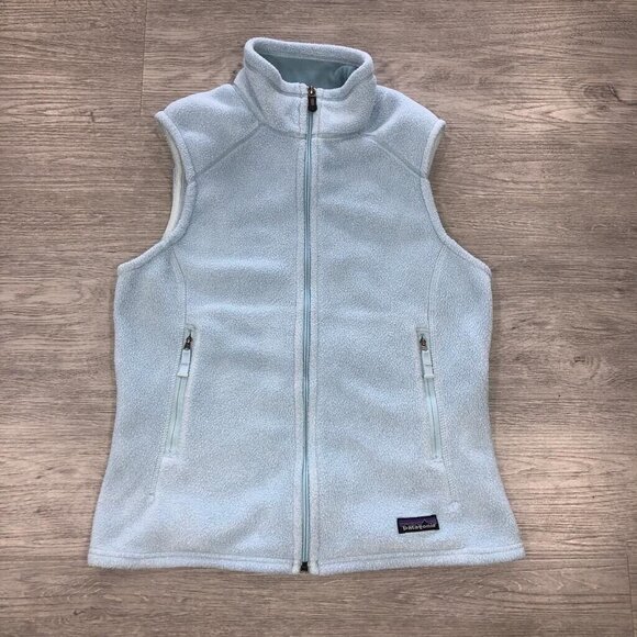 Patagonia Synchilla Women Medium Fleece Vest Sweater Blue Full Zip Outdoor 25164 - Picture 1 of 6